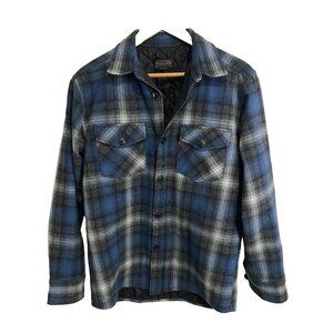 PENDLETON Blue Wool Plaid Button-down Light Jacket size SMALL S